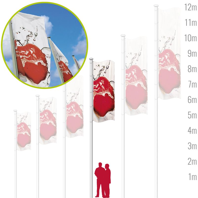 Hissfahne im hochformat, Größe 150x400cm